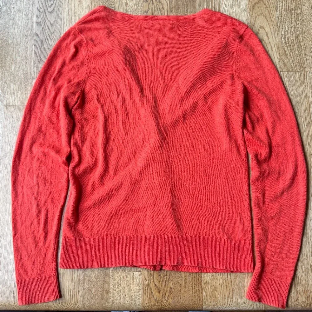 New York & Company Orange Rhinestone Cardigan Sweater Size XS